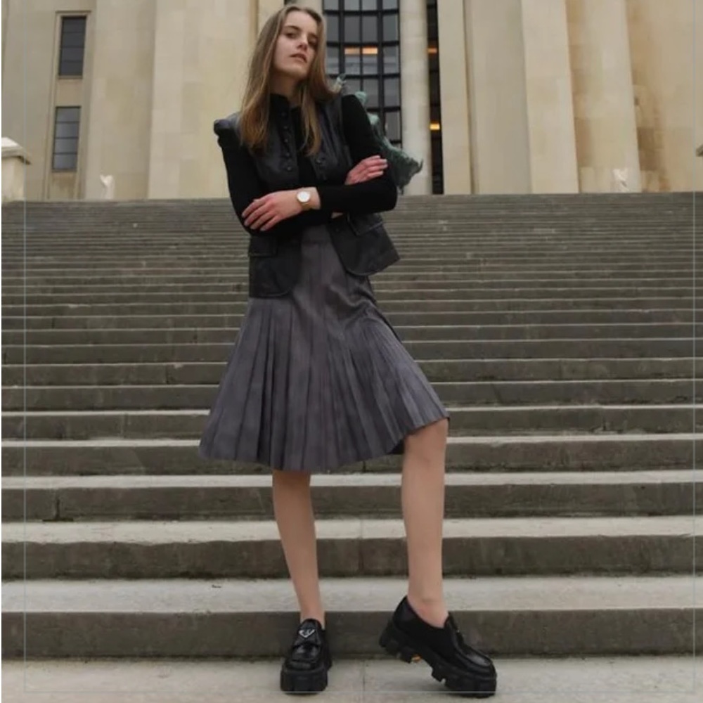 ORLY Faux Suede Beige Skirt